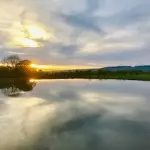 Sunset view over lake in County Antrim